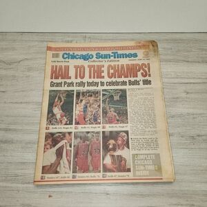 Vintage 96 Chicago Sun Times Collector's Edition Chicago Bulls Champs Newspaper